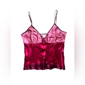 Gold Hawk Cerise Pink Silk Lace Cami Size Large NWT